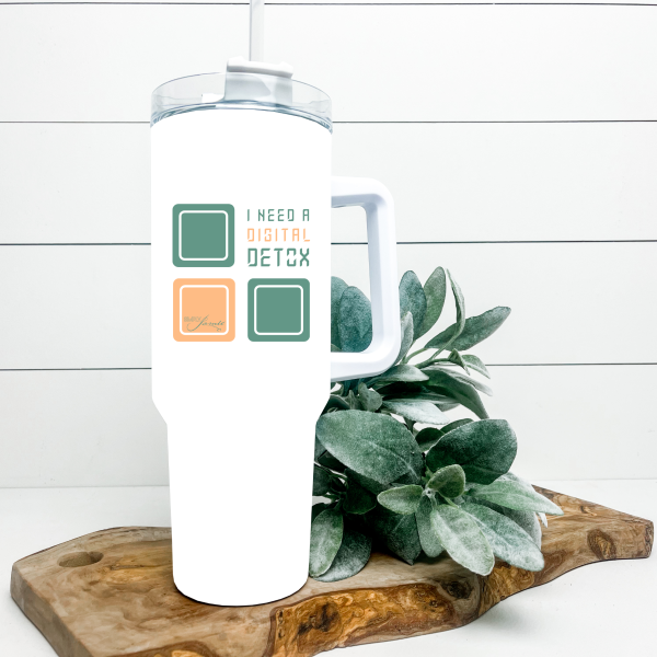 I Need a Digital Detox | 40 oz White Tumbler Water Bottle